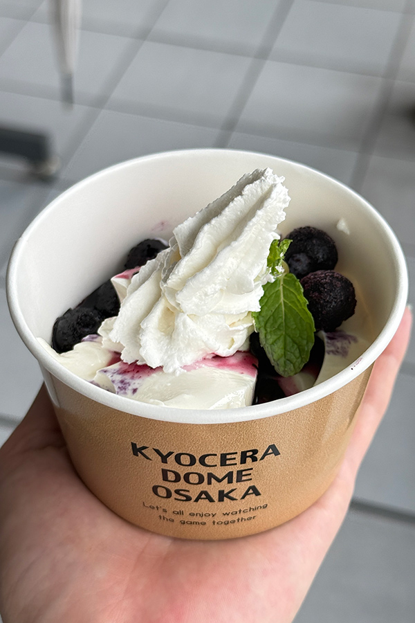ブルーベリーの酸味が◎シフォンケーキとパンナコッタのプチパフェ