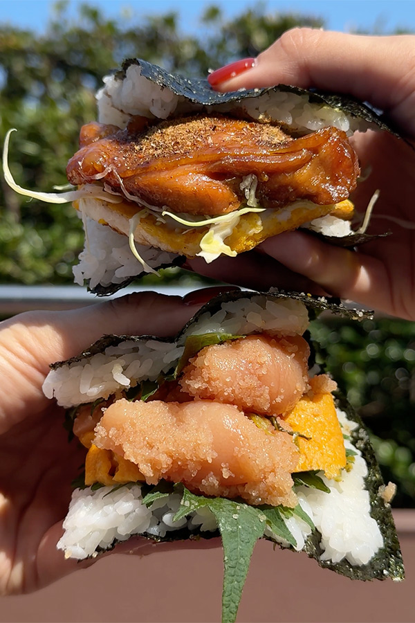 博多名物を豪快にサンド！ボリューム満点おにぎりバーガー