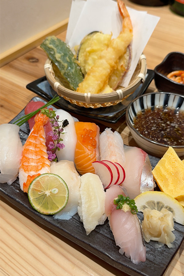 球場の隣で本格寿司！揚げたての天ぷらも付いてくる寿司御前