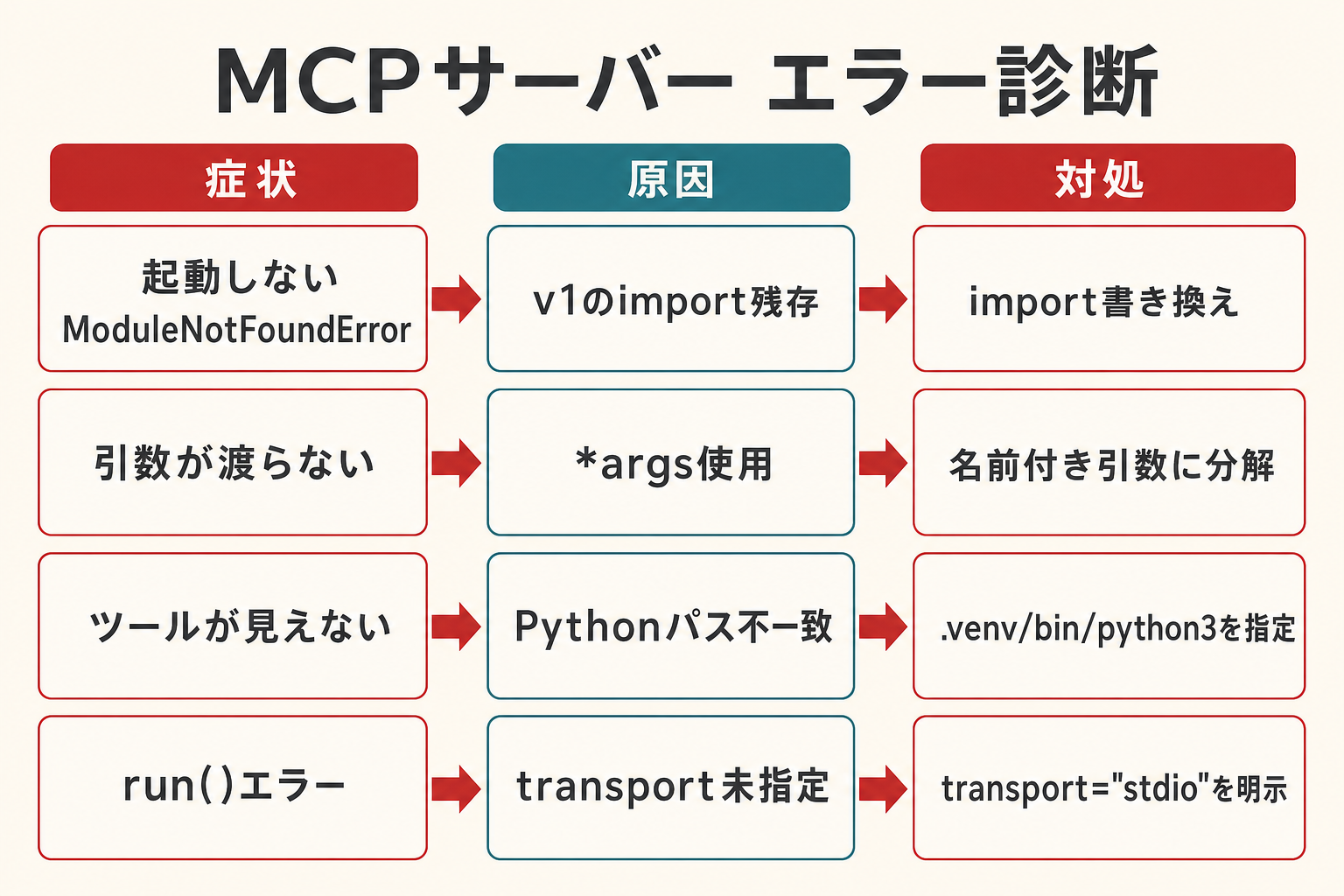 自作MCPサーバーのエラー診断フロー