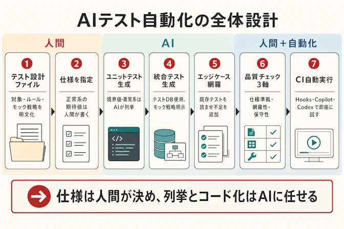AIテスト自動化の全体設計 — 仕様定義からCI/CDまでの5段階と各段階の判断基準