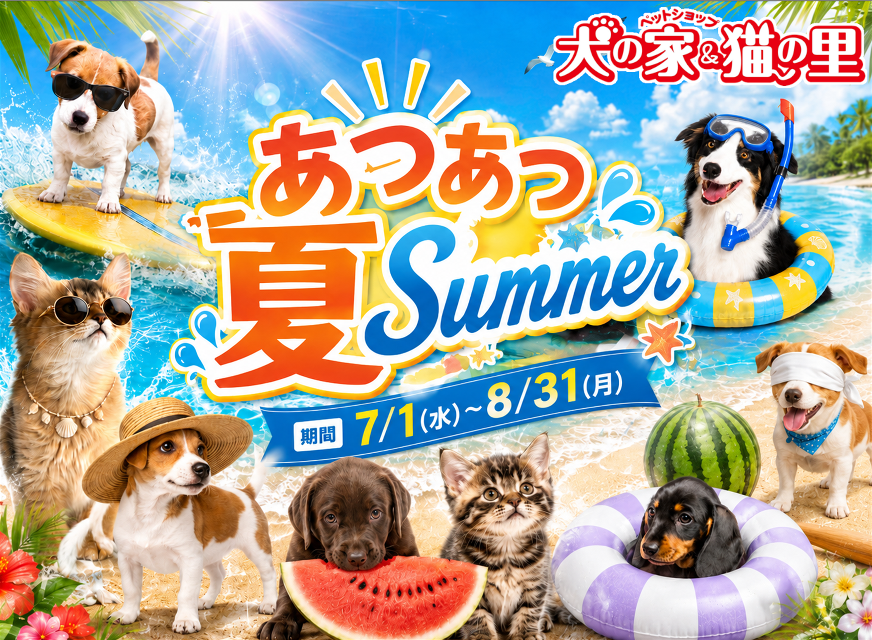最新セール情報【あつあつ夏summer】 | ペットショップ 犬の家&猫の里