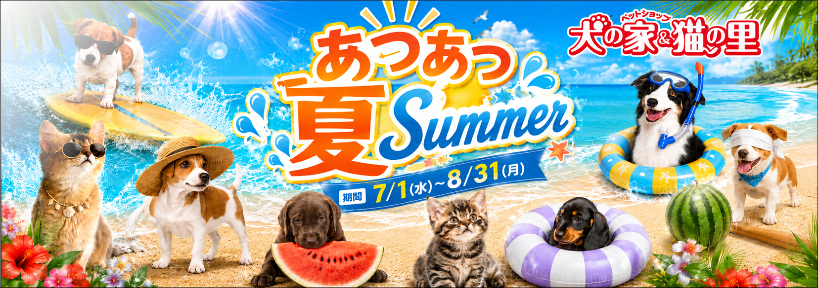 最新セール情報【あつあつ夏summer】 | ペットショップ 犬の家&猫の里