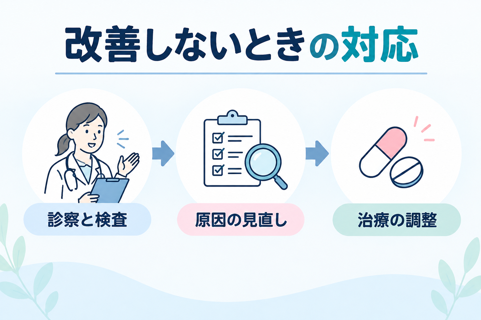 改善しないときの対応｜診察と検査｜原因の見直し｜治療の調整