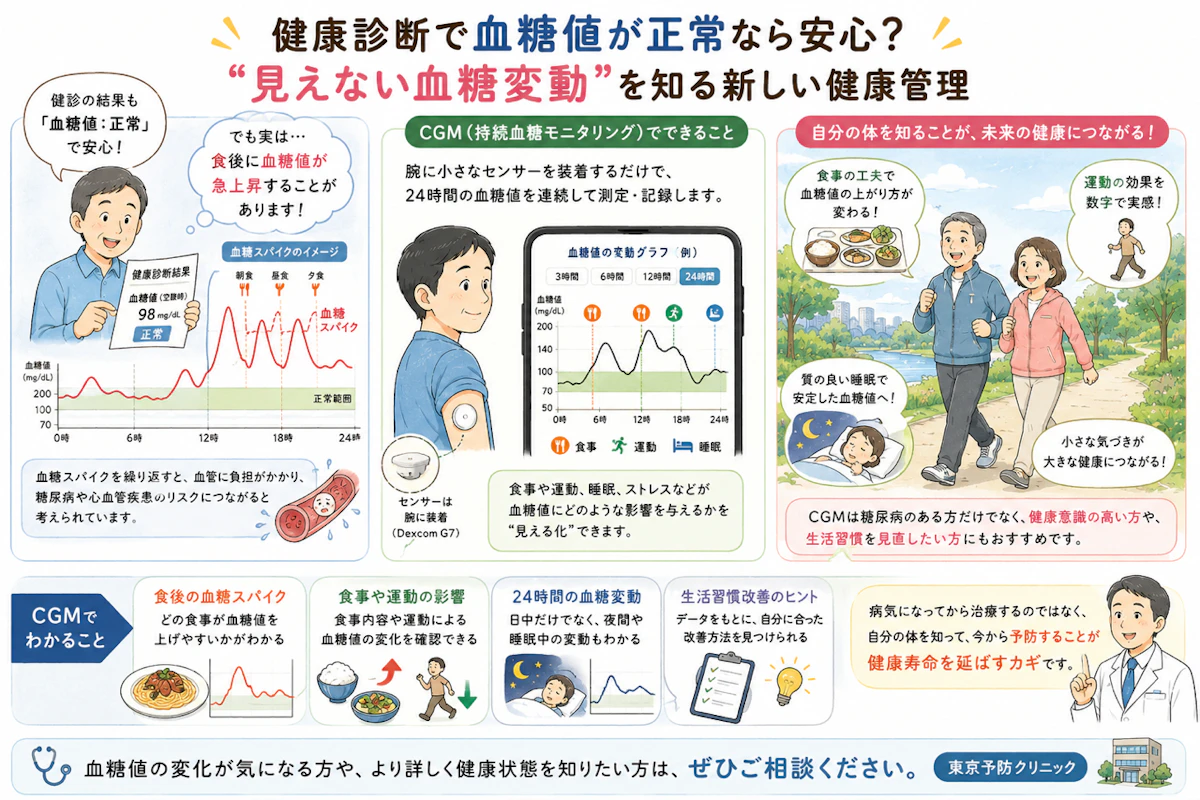 「健康診断で血糖値が正常なら安心？“見えない血糖変動”を知る新しい健康管理」