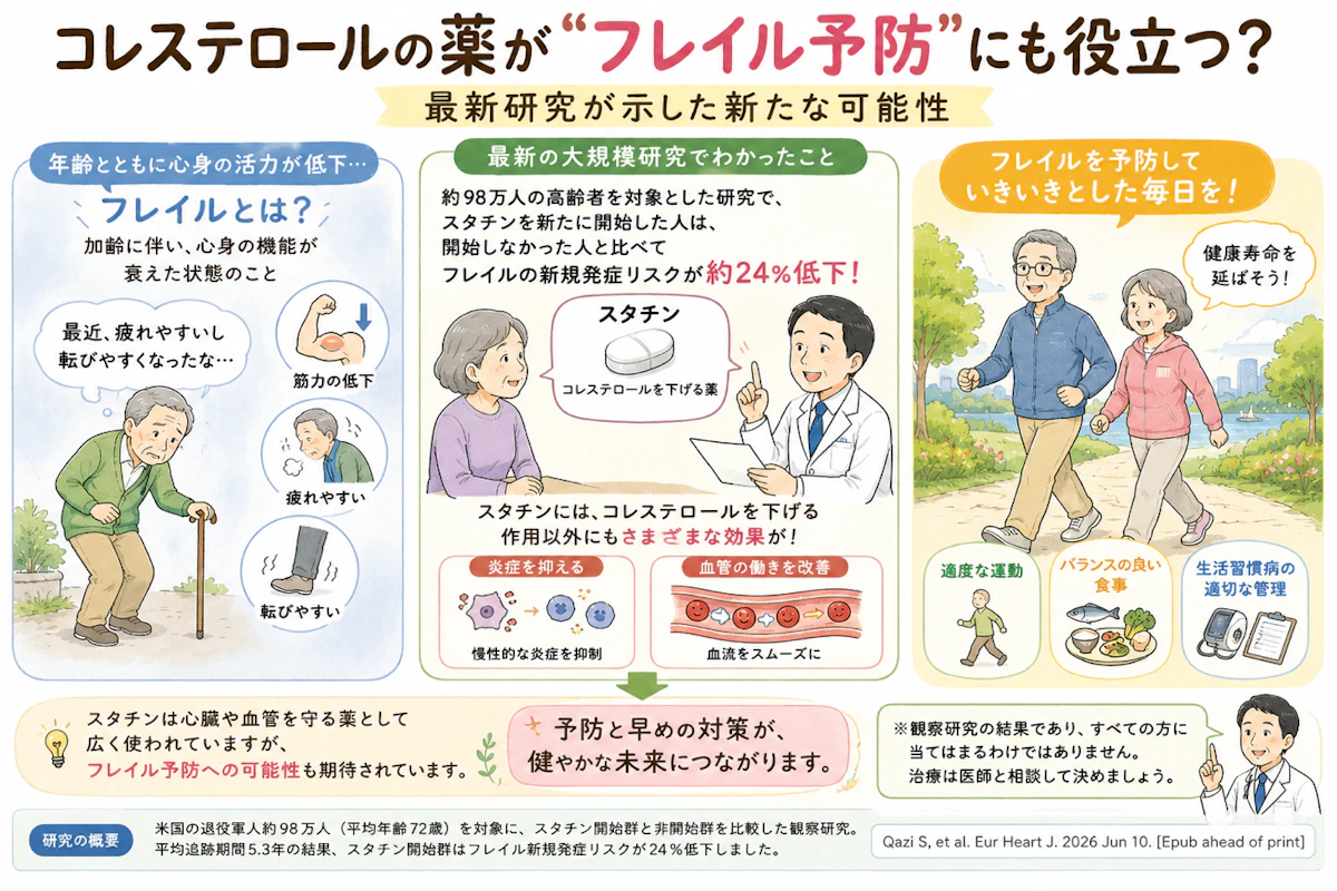 「コレステロールの薬が“フレイル予防”にも役立つ？最新研究が示した新たな可能性」