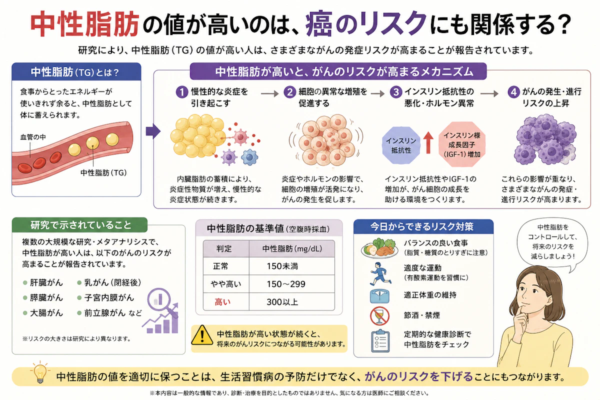 中性脂肪が高いと、将来のがんリスクにも関係する？