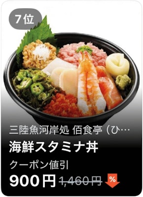 7位 三陸魚河岸処 佰食亭 海鮮スタミナ丼