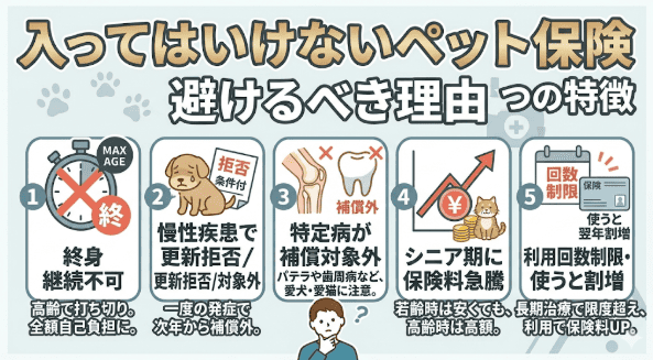 入ってはいけないペット保険の5つの特徴