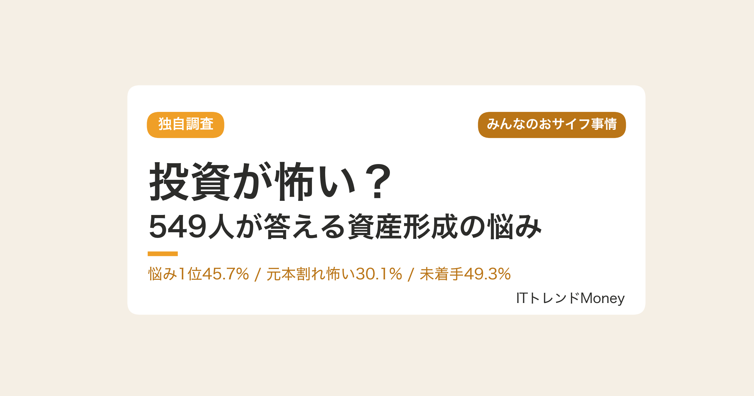 【独自調査】投資が怖い?549人が答える資産形成の悩み・不安の実態