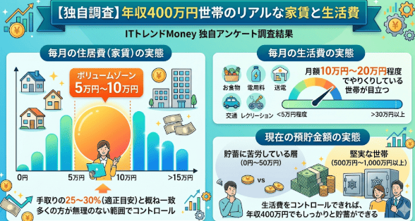 【独自調査】年収400万円世帯のリアルな家賃と生活費