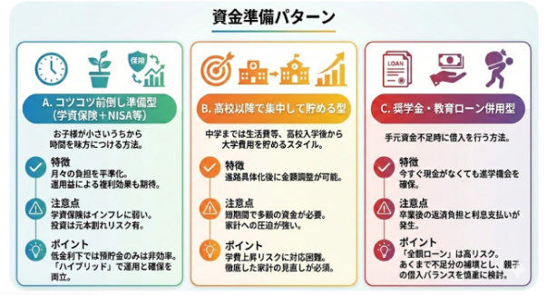 大学費用の資金準備パターン