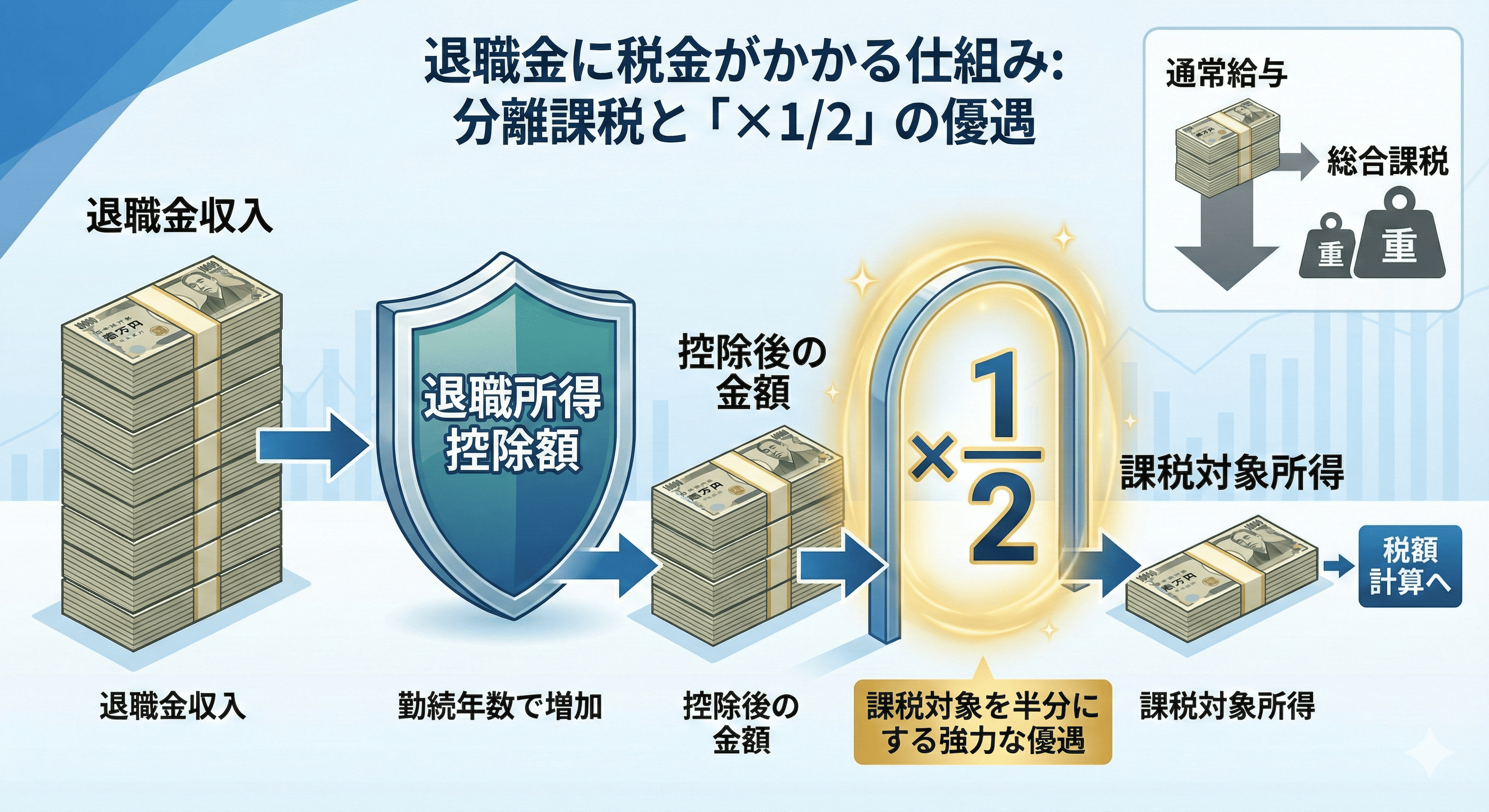 退職金に税金がかかる仕組みの図解