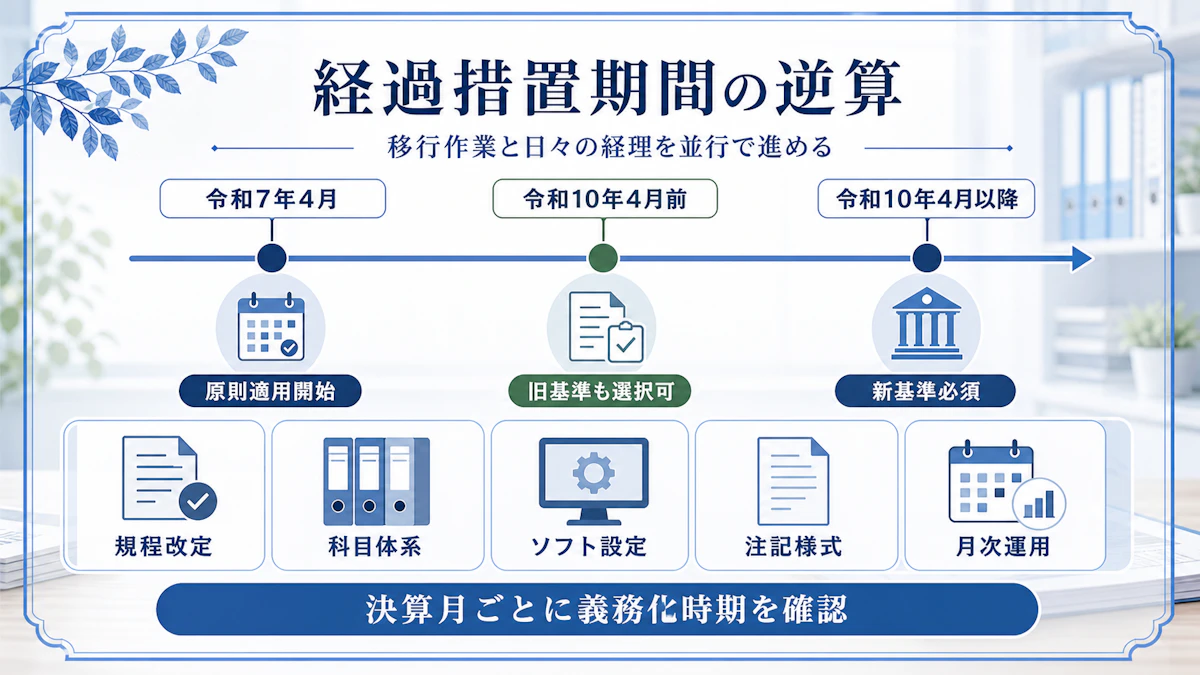 新基準移行スケジュールと経過措置期間