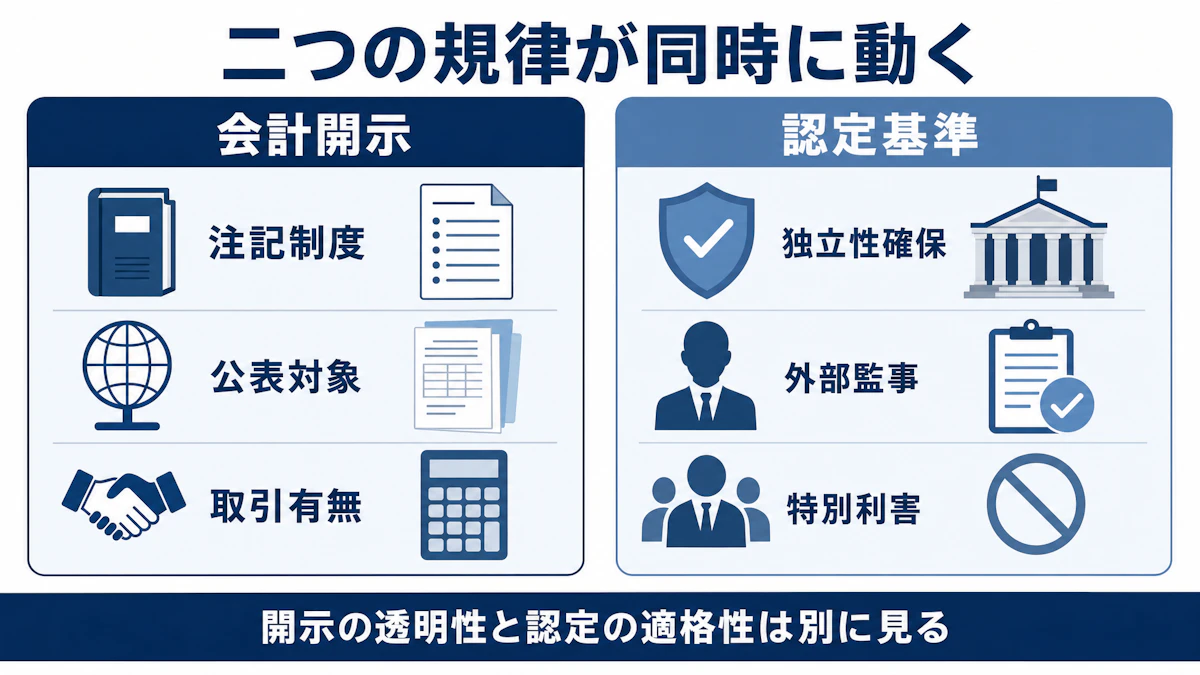 会計開示と認定基準は別の規律として整理する