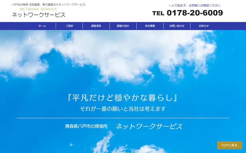 ネットワークサービスの公式サイトのスクリーンショット