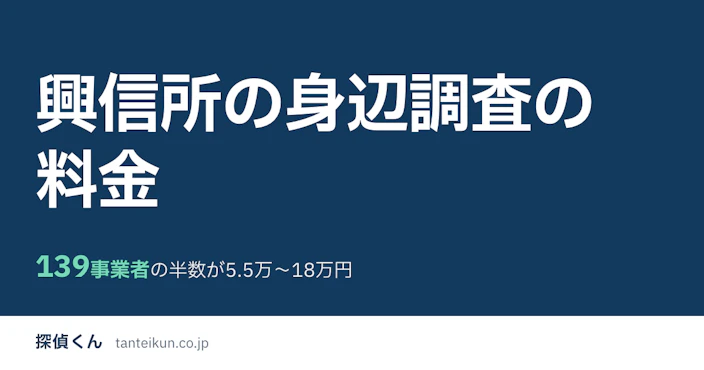 興信所の身辺調査の料金｜139事業者の半数が5.5万〜18万円