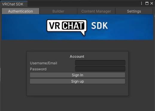 VRChat SDKのサインイン画面