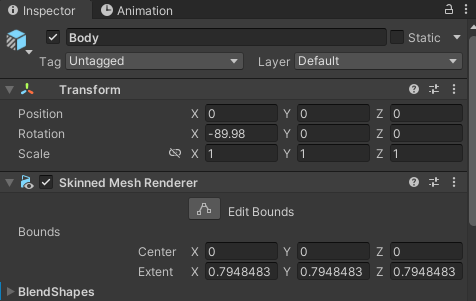 Skinned Mesh Renderer > BlendShapes