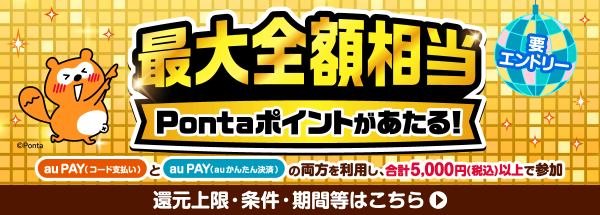 最大50,000Pontaポイント】au PAYでPontaポイントがあたるチャンス