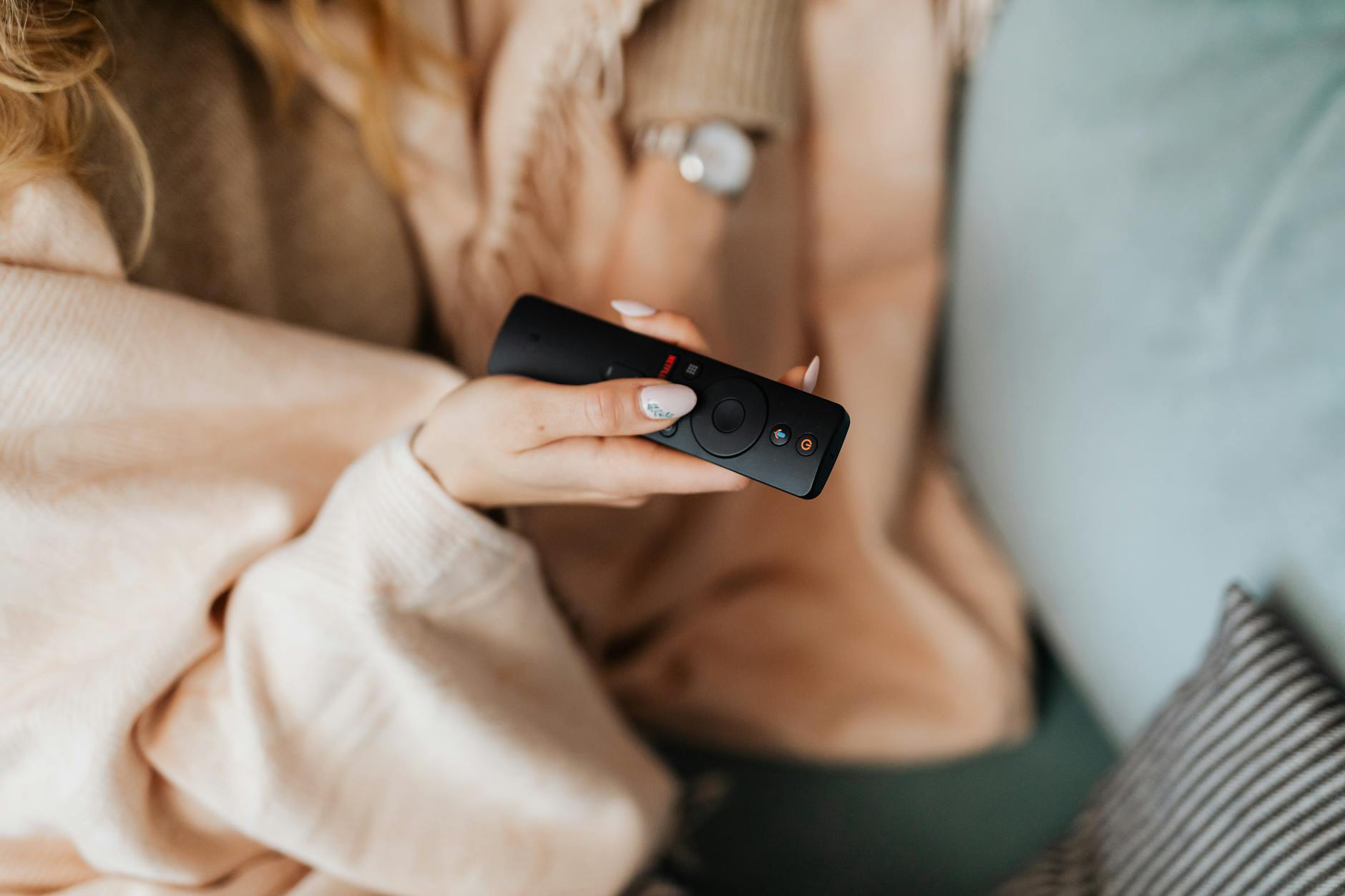 woman choosing streaming service