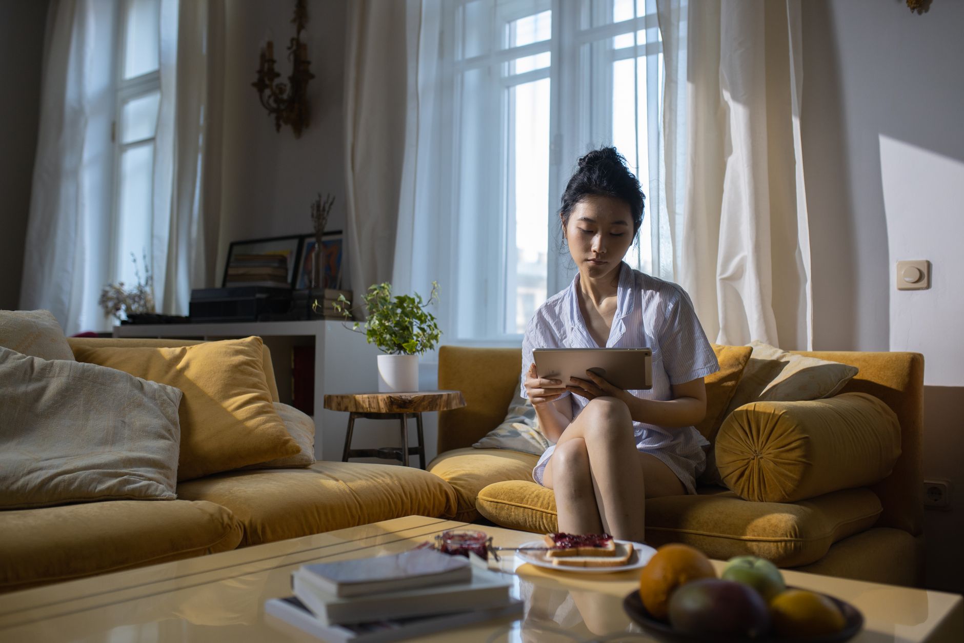 woman watching streaming service