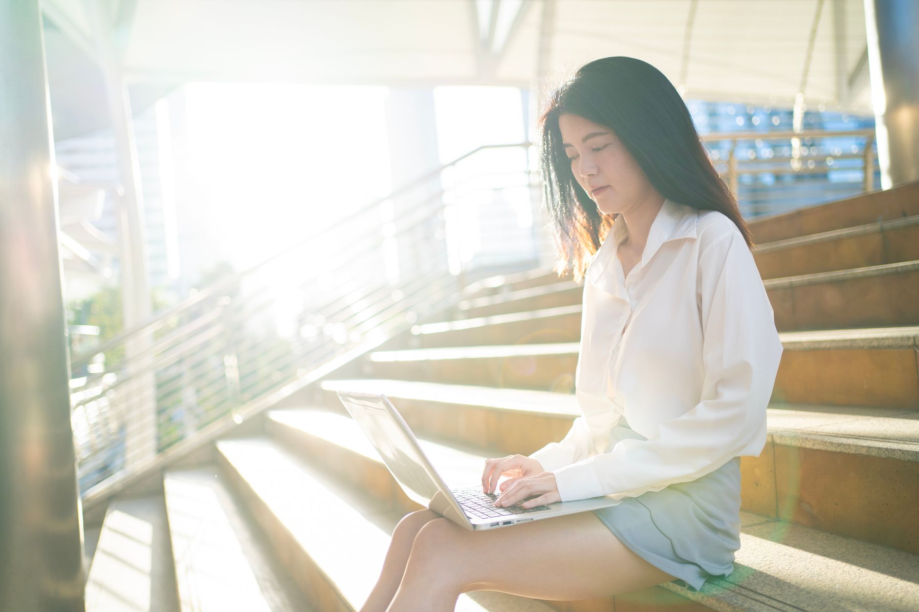 young professional reading writing