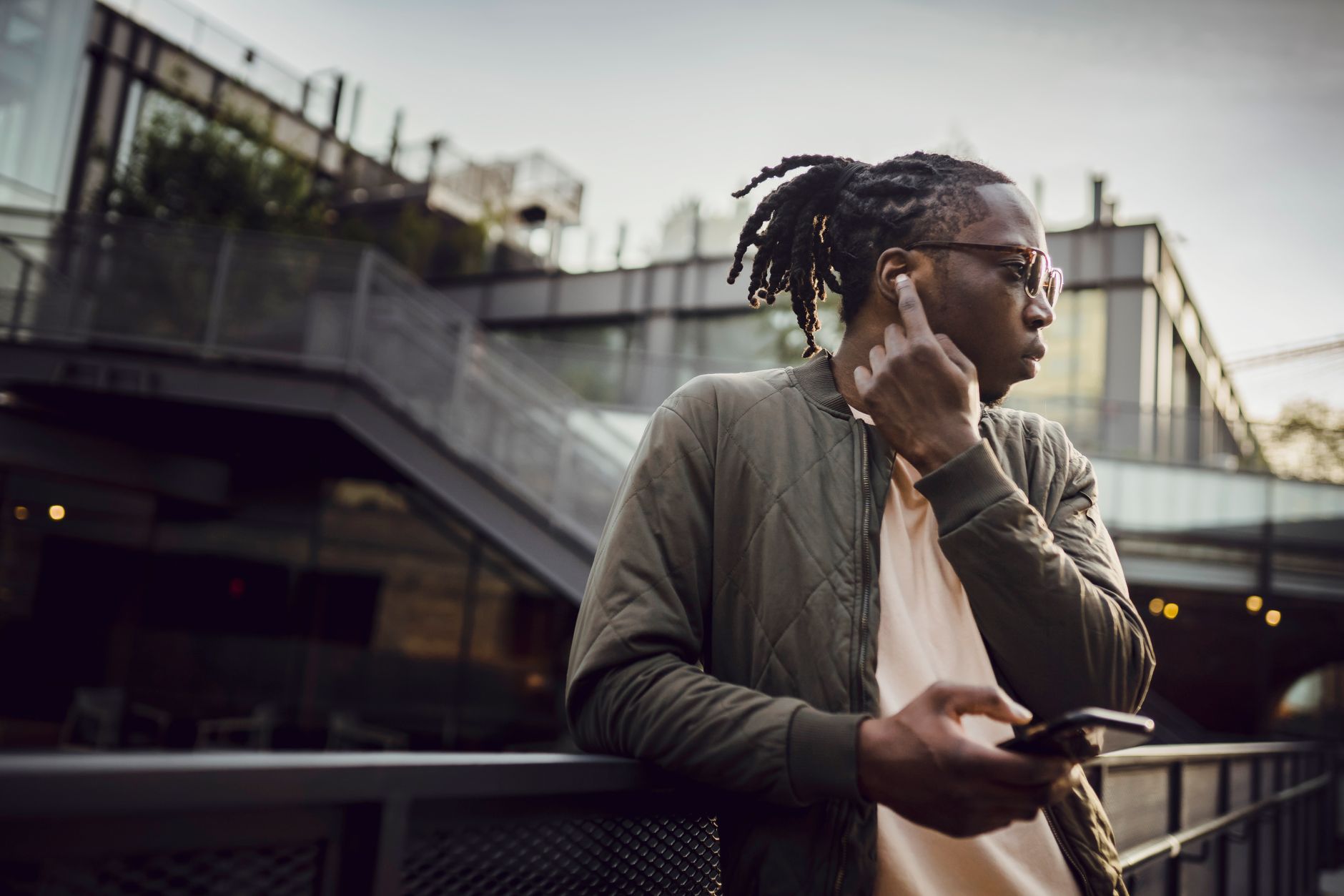 person listening music wireless