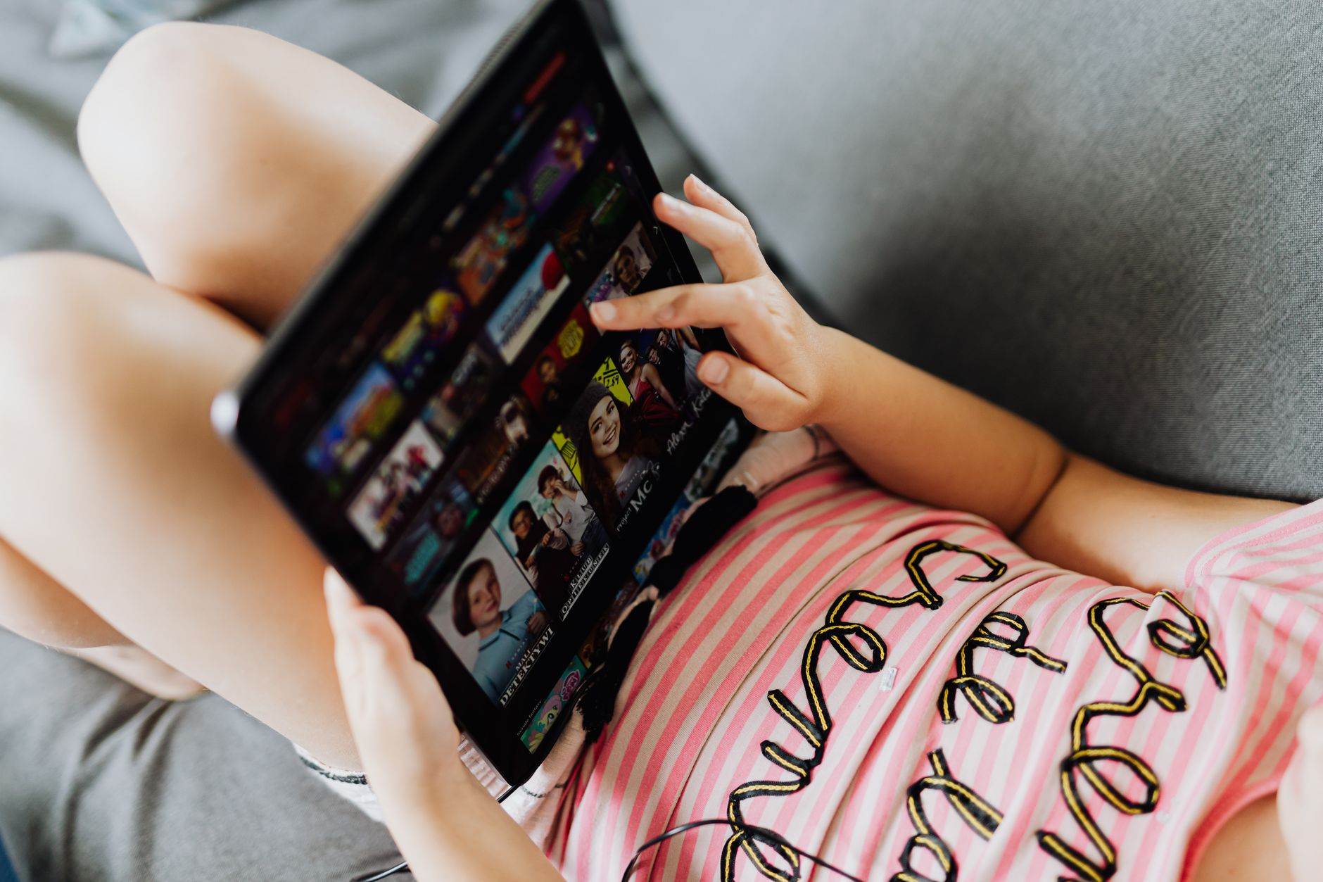 person watching streaming movie
