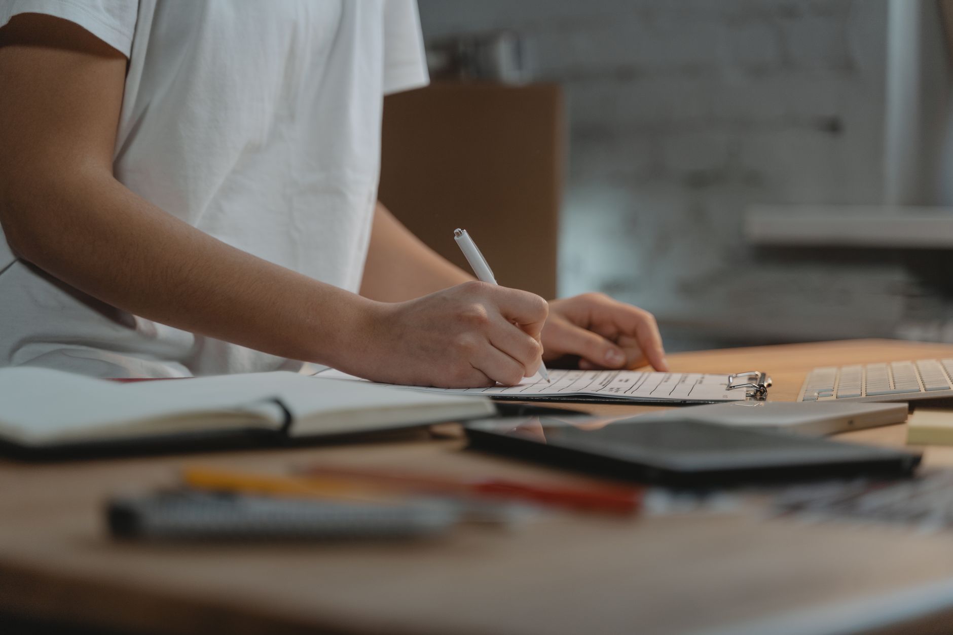 person taking notes study