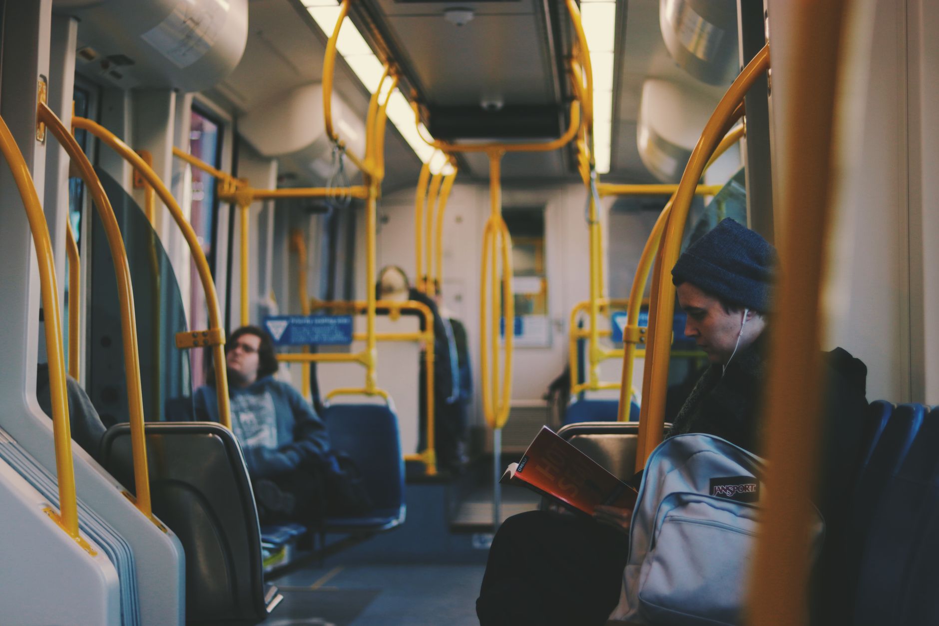 person commuting train headphones