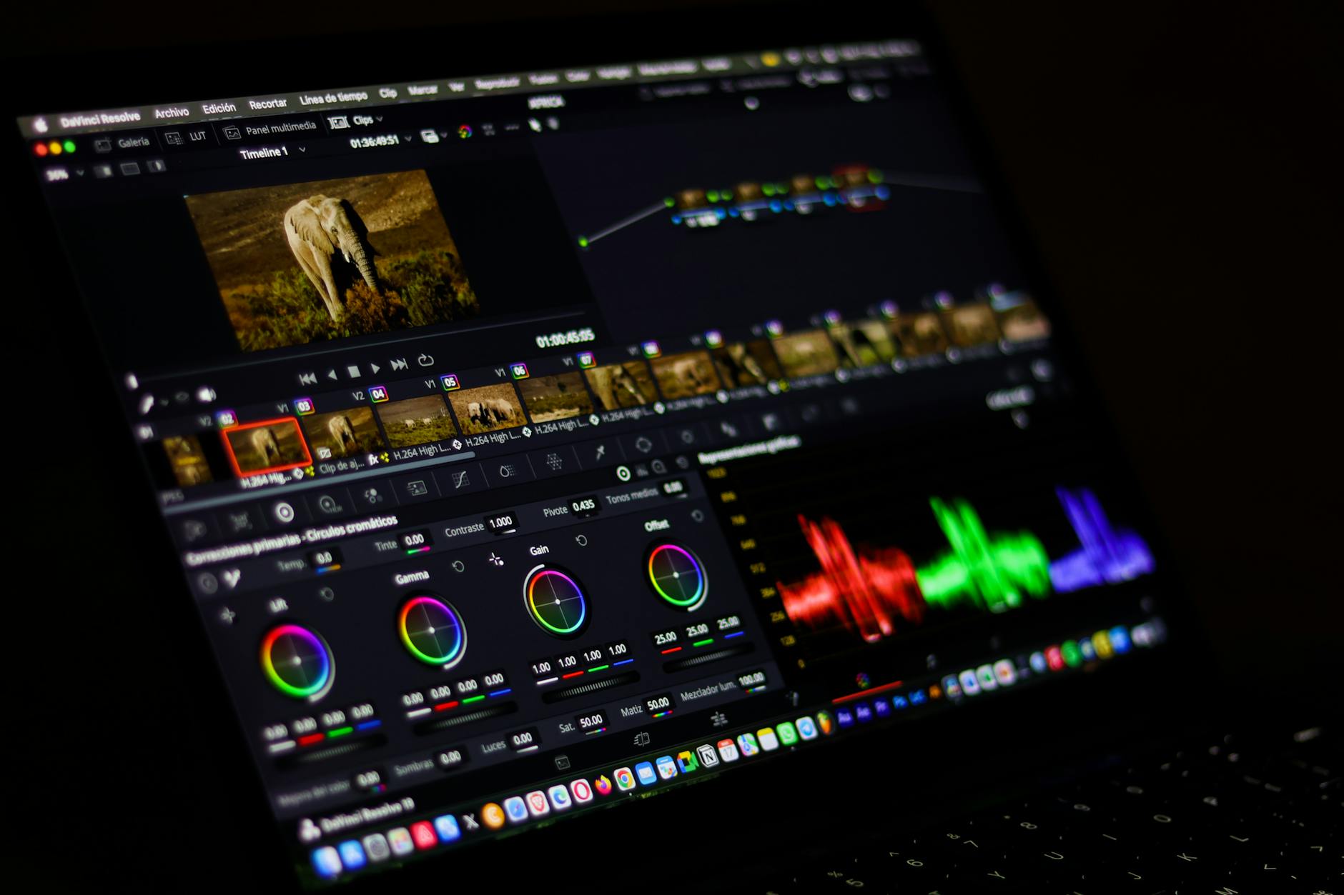 video editor working laptop