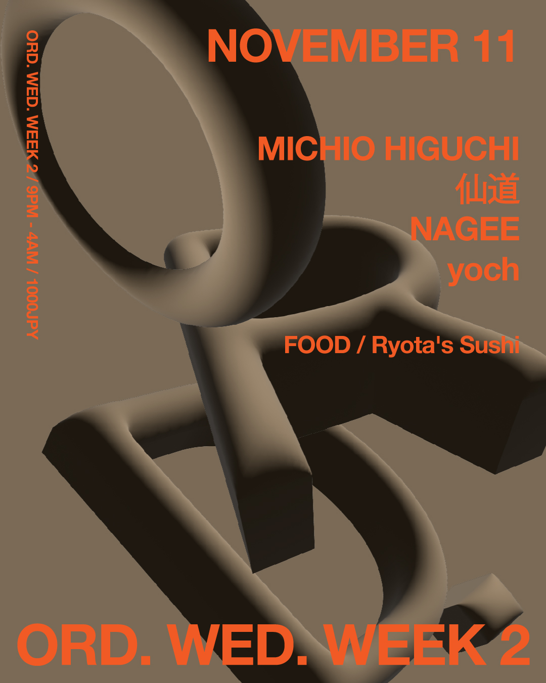 Flyer for ORD. WED.WEEK2 at ORD Daikanyama