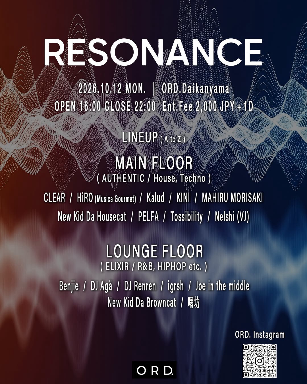 RESONANCE｜ORD Daikanyamaのフライヤー
