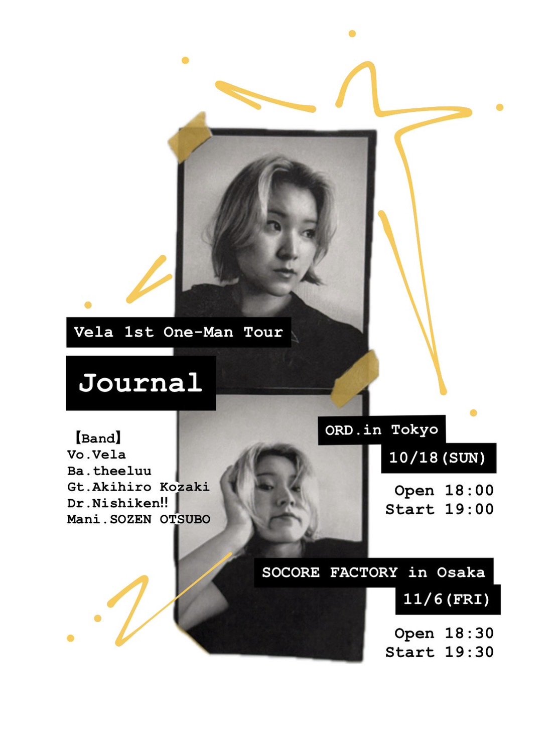Vela 1st One-Man Tour『Journal』｜ORD Daikanyamaのフライヤー