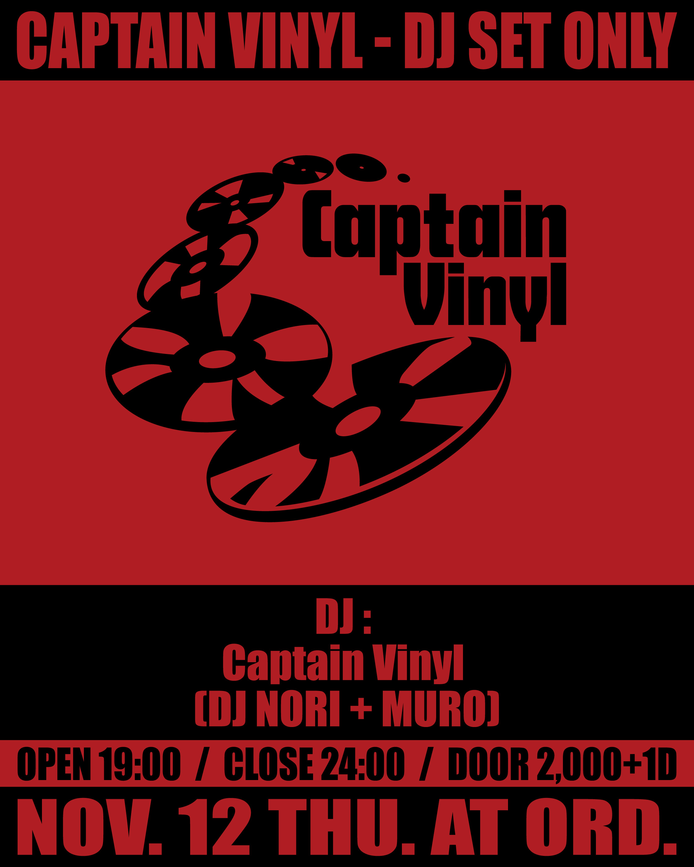 CAPTAIN VINYL -dj set only-｜ORD Daikanyamaのフライヤー