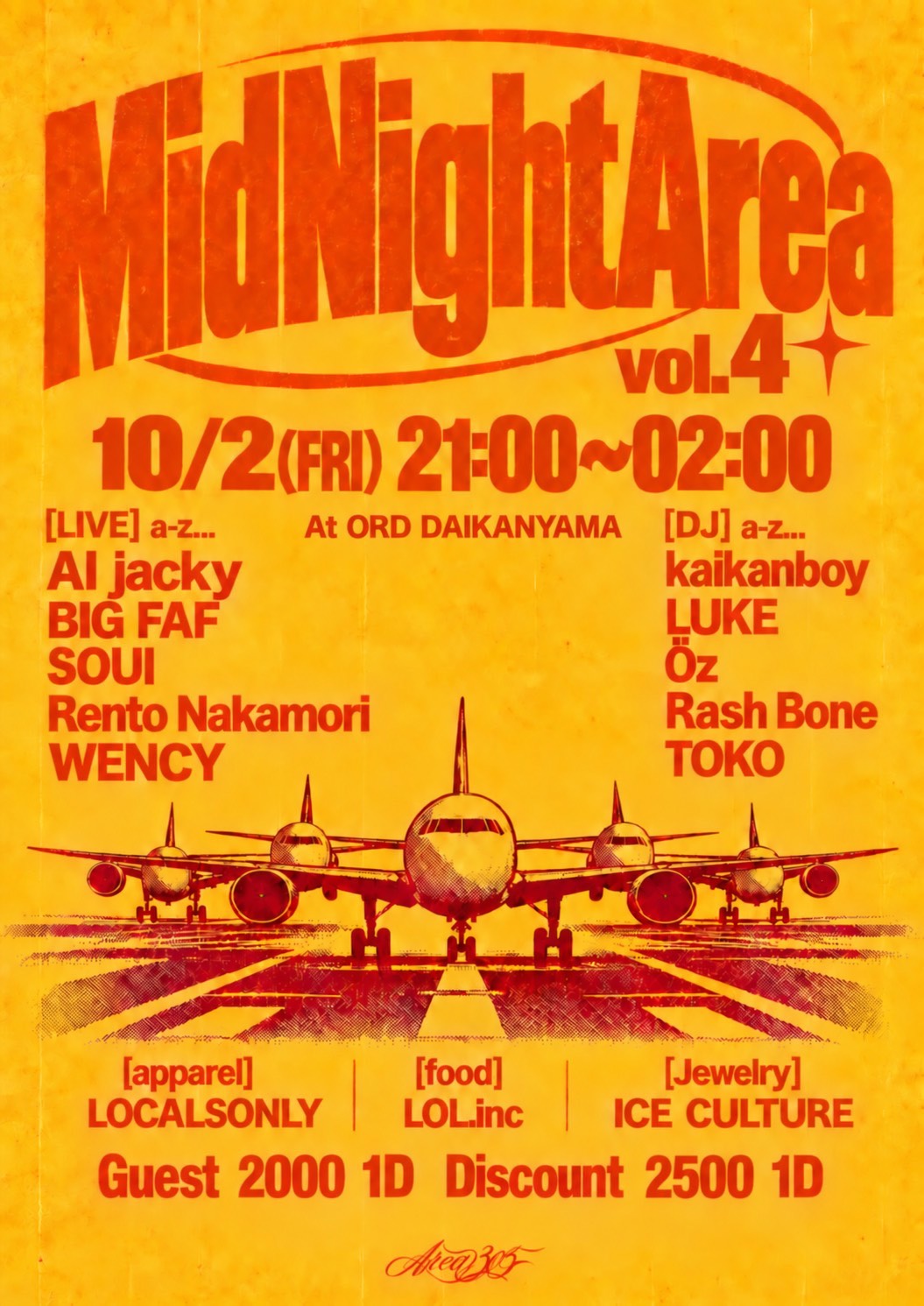 Flyer for Mid Night Area vo4 at ORD Daikanyama