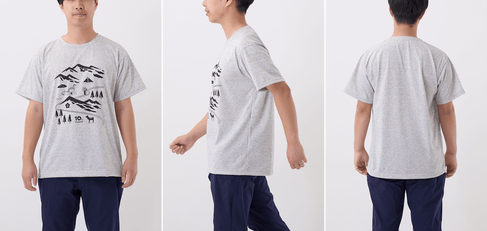 サイズ選びに迷ったら。YAMAP別注 生まれ変わったやまの服(はんそで / 2024)/UNISEX スタッフ着用画像集