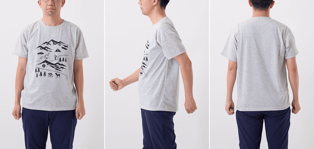 サイズ選びに迷ったら。YAMAP別注 生まれ変わったやまの服(はんそで / 2024)/UNISEX スタッフ着用画像集