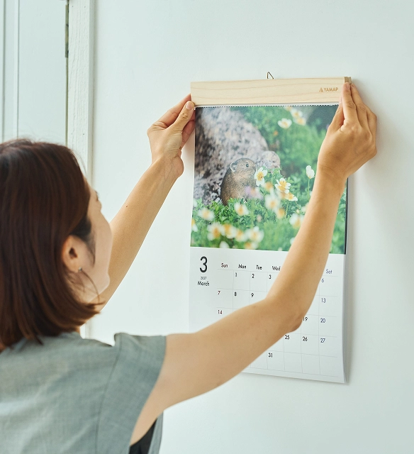 壁掛けカレンダーのページをめくる様子