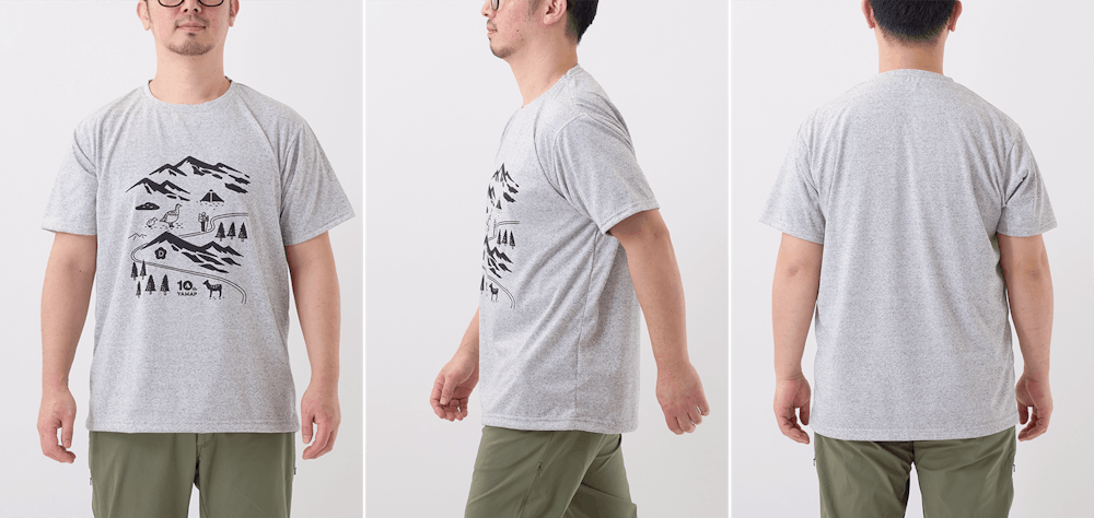 サイズ選びに迷ったら。YAMAP別注 生まれ変わったやまの服(はんそで / 2024)/UNISEX スタッフ着用画像集