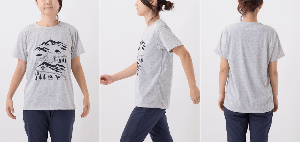 サイズ選びに迷ったら。YAMAP別注 生まれ変わったやまの服(はんそで / 2024)/UNISEX スタッフ着用画像集
