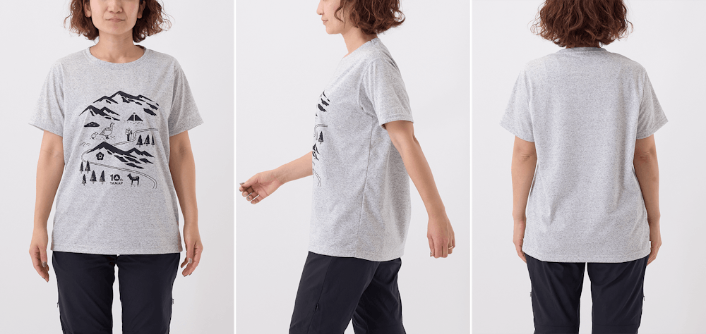 サイズ選びに迷ったら。YAMAP別注 生まれ変わったやまの服(はんそで / 2024)/UNISEX スタッフ着用画像集