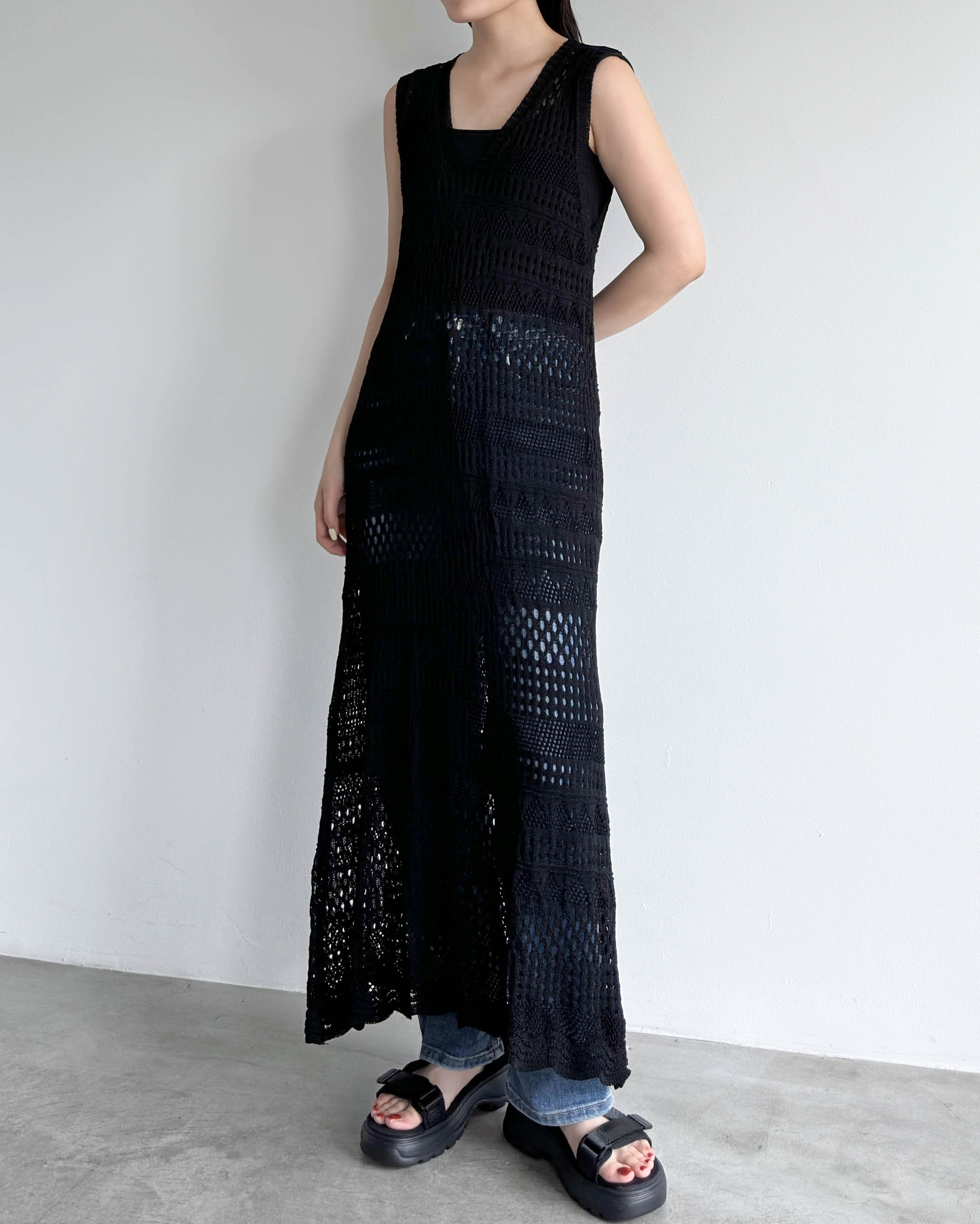 Vネック鍵編みニットワンピース | anchic(アンシック) Vネック鍵編みニットワンピース | anchic(アンシック)