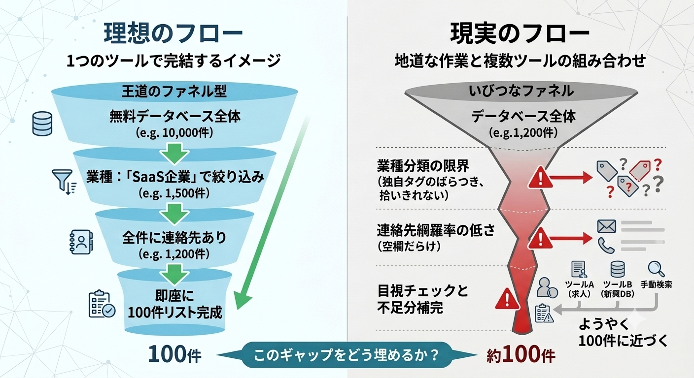 無料データベースのセグメント精度と連絡先網羅率