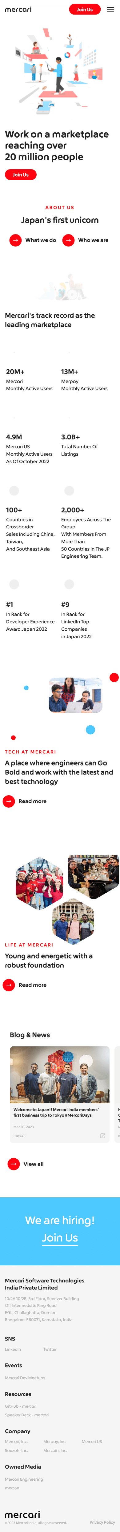 メルカリインドコーポレートサイト開発