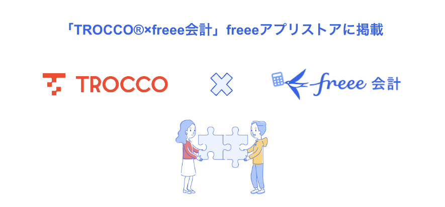 「TROCCO® × freee会計」freeeアプリストアに掲載と書かれた画像