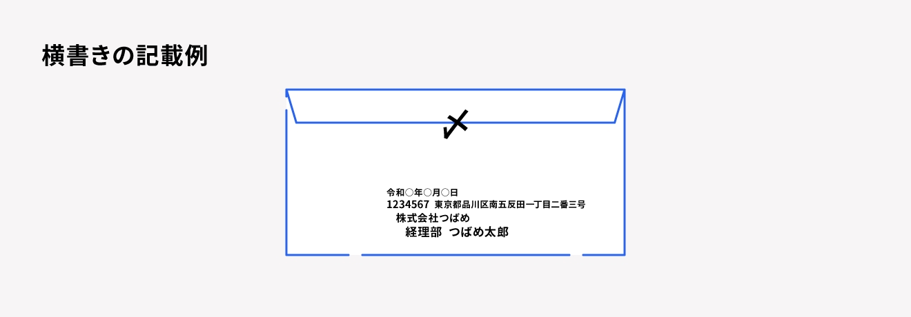 請求書を入れる封筒の裏の記載例(横向き)