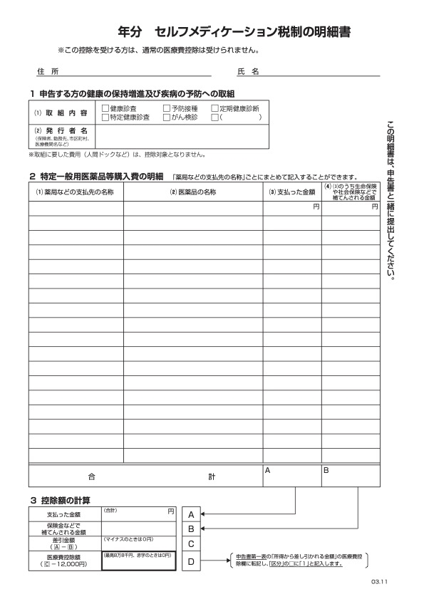 セルフメディケーション税制の明細書