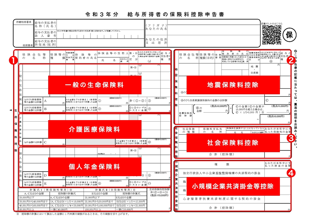 令和3年分給与所得者の保険料控除申告書